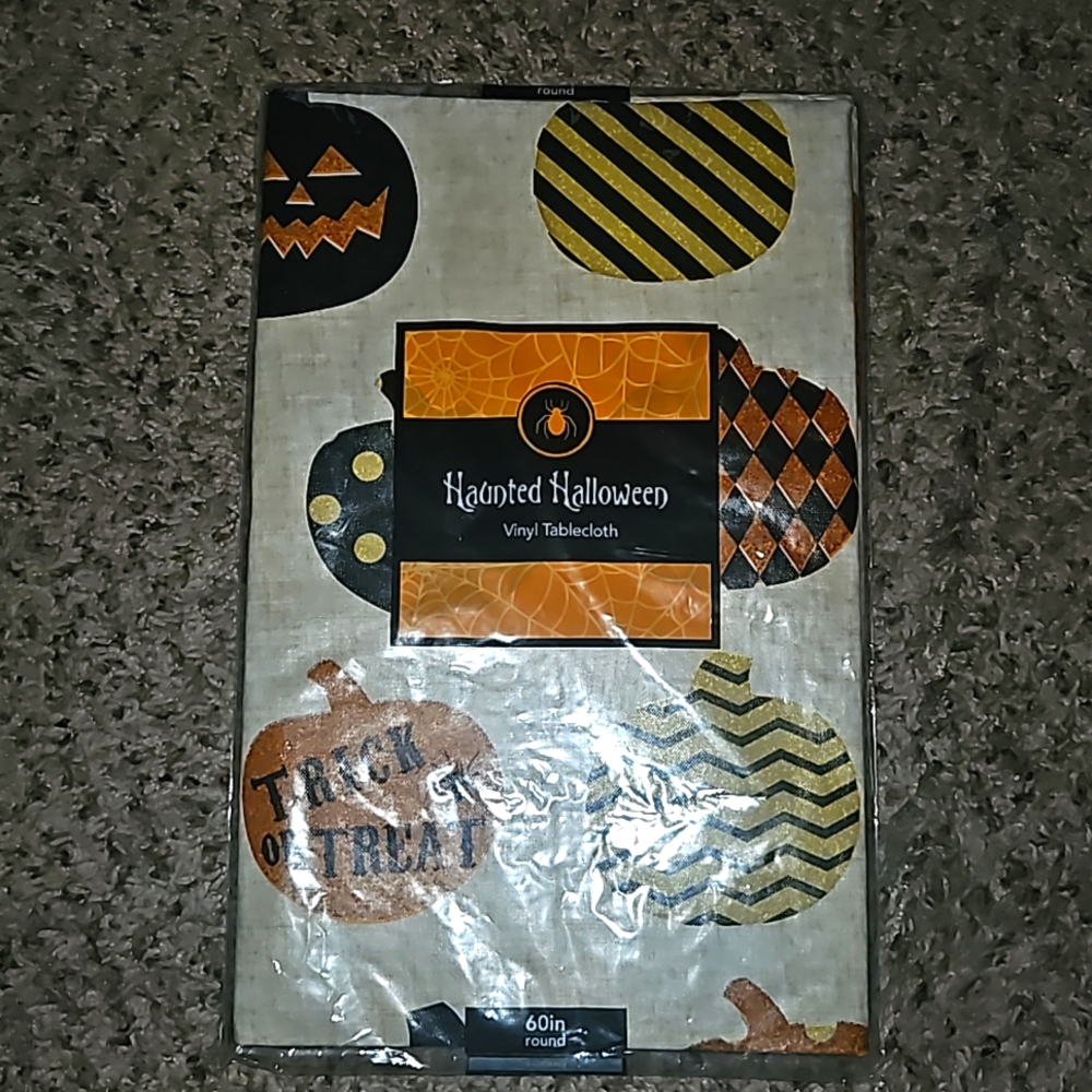 Haunted Halloween Vinyl Tablecloth. NWT.
